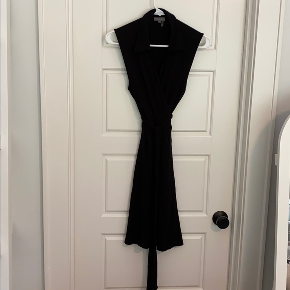 Black sleeveless wrap dress petite large